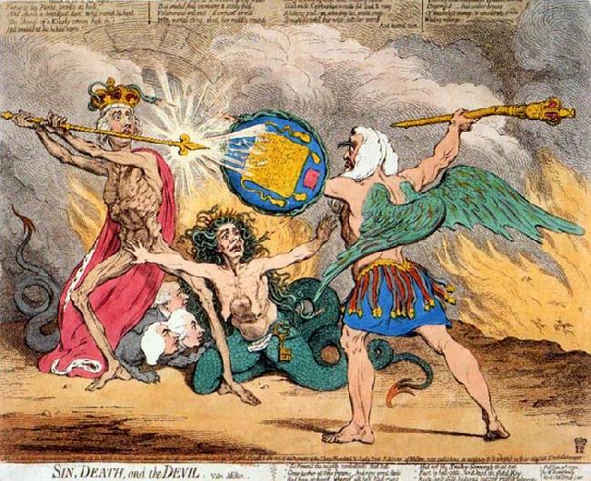 James Gillray Sin, Death and the Devil Norge oil painting art